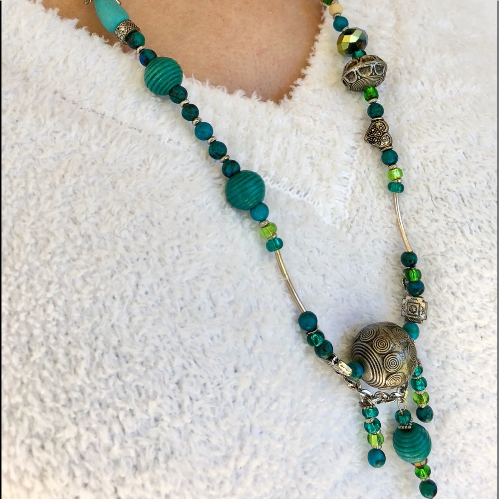 Turquoise, Silver Handmade Necklace